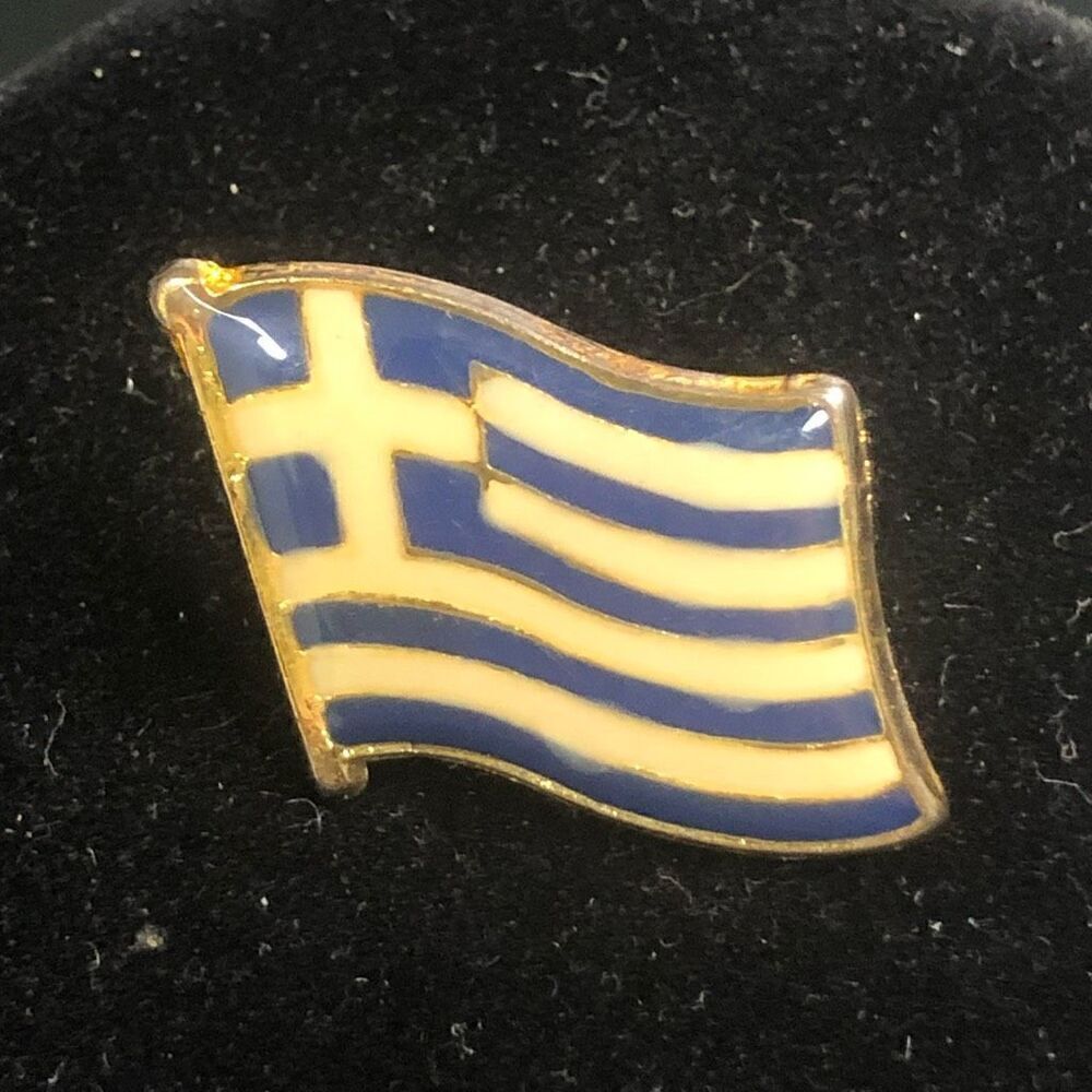 greece flag enamel pin 1 inch white blue travel souvenir